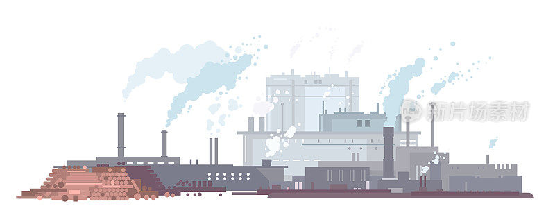 Paper mill in flat style isolated